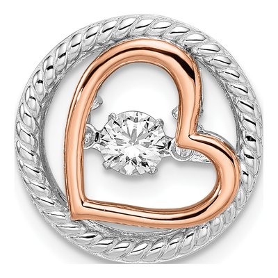 Sterling Silver CZ Heart Slide Pendant