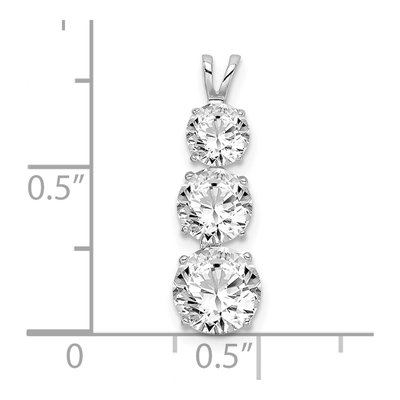 Sterling Silver CZ 3-Stone Round Slide Pendant – view 5