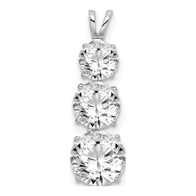 Sterling Silver CZ 3-Stone Round Slide Pendant