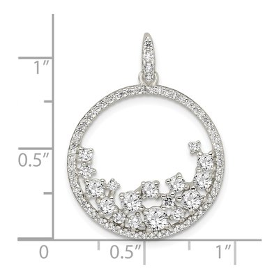 Sterling Silver CZ Circle Pendant – view 3