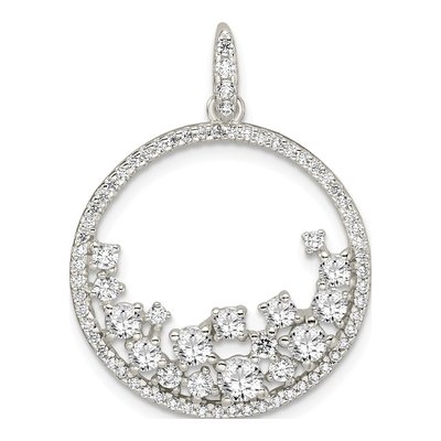 Sterling Silver CZ Circle Pendant