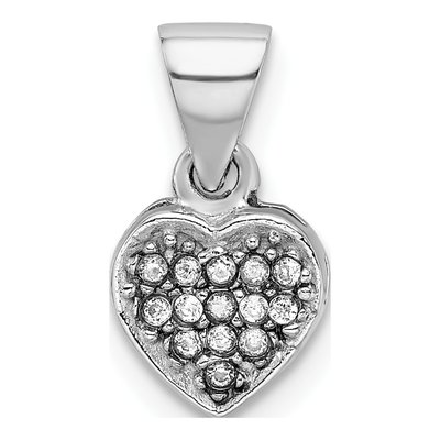 Sterling Silver CZ Heart Pendant