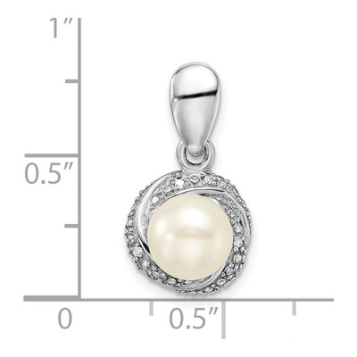 Sterling Silver Freshwater Cultured Pearl & Diamond Pendant – view 5