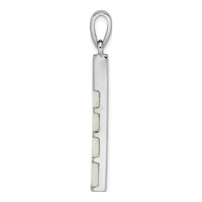 Sterling Silver Lab-Created Opal Bar Pendant – view 3