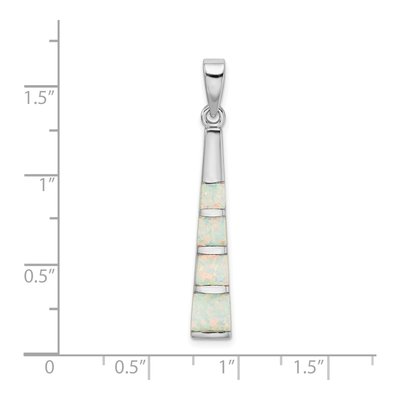Sterling Silver Lab-Created Opal Bar Pendant – view 5