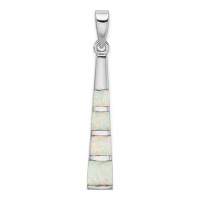 Sterling Silver Lab-Created Opal Bar Pendant
