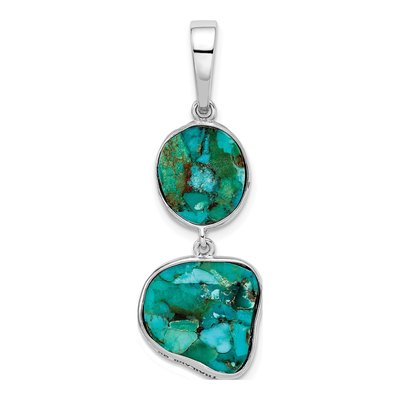 Sterling Silver Reconstructed Turquoise Pendant – view 4