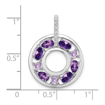 Sterling Silver Amethyst & Rose de France Amethyst Circle Pendant – view 5
