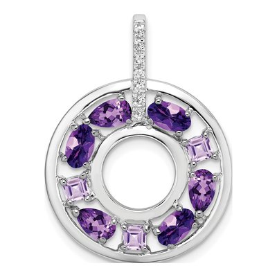 Sterling Silver Amethyst & Rose de France Amethyst Circle Pendant