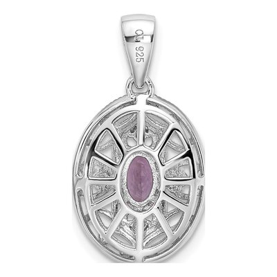Sterling Silver Amethyst & White Topaz Oval Pendant – view 4