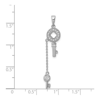 Sterling Silver CZ Key Pendant – view 2