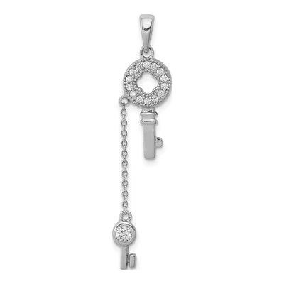 Sterling Silver CZ Key Pendant