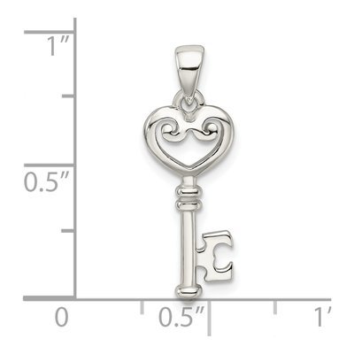 Sterling Silver Heart Key Pendant – view 4