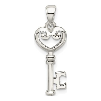 Sterling Silver Heart Key Pendant