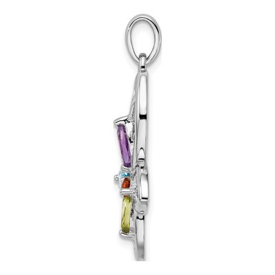 Sterling Silver Peridot & Swiss Blue Topaz Multi-Gem Butterfly Pendant – view 3