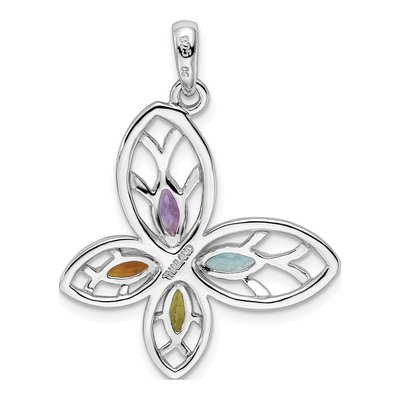 Sterling Silver Peridot & Swiss Blue Topaz Multi-Gem Butterfly Pendant – view 4