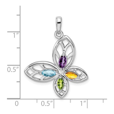 Sterling Silver Peridot & Swiss Blue Topaz Multi-Gem Butterfly Pendant – view 5