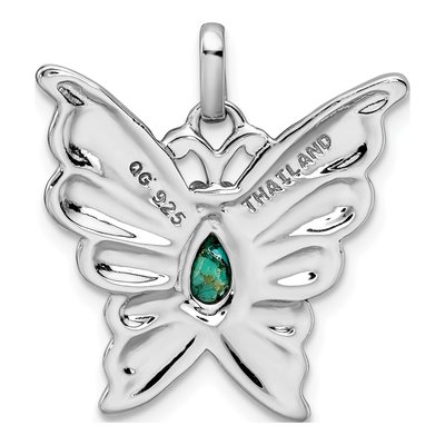 Sterling Silver Reconstructed Turquoise Butterfly Pendant – view 4