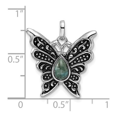 Sterling Silver Reconstructed Turquoise Butterfly Pendant – view 5