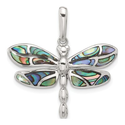 Sterling Silver Abalone Dragonfly Pendant