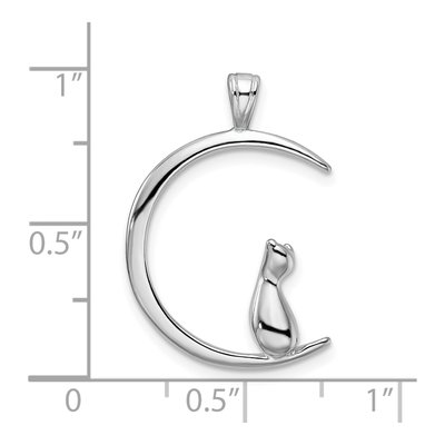 Sterling Silver Cat on Moon Pendant – view 5