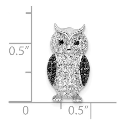 Sterling Silver CZ Owl Slide Pendant – view 5