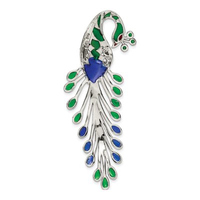 Sterling Silver Marcasite Peacock Slide Pendant – view 5