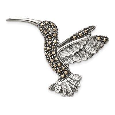 Sterling Silver Marcasite Hummingbird Brooch Pin