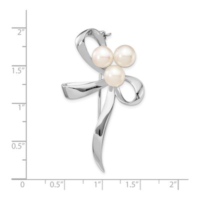 Sterling Silver Freshwater Pearl Bow Brooch – view 3