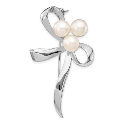 Sterling Silver Freshwater Pearl Bow Brooch