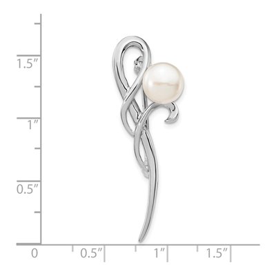 Sterling Silver Freshwater Pearl Button Brooch – view 3