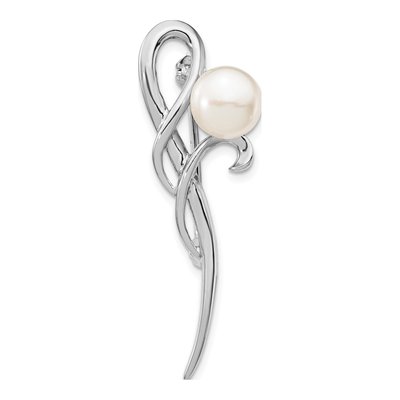 Sterling Silver Freshwater Pearl Button Brooch