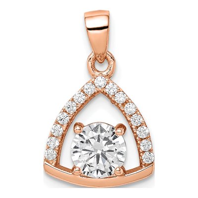 Rose Gold-Plated Sterling Silver CZ Triangle Pendant