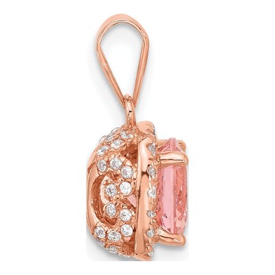 Rose Gold-Plated Sterling Silver Crystal Square Pendant – view 3