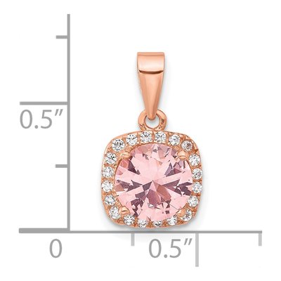 Rose Gold-Plated Sterling Silver Crystal Square Pendant – view 5