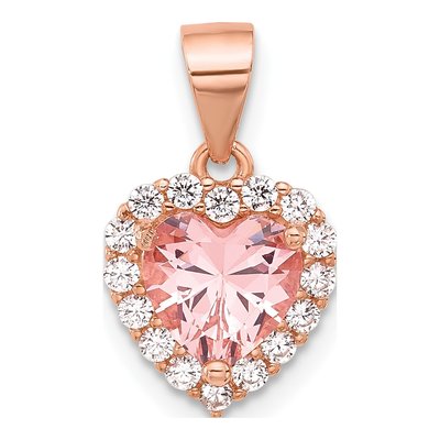 Rose Gold-Plated Sterling Silver Crystal Heart Pendant