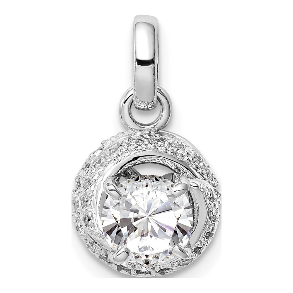 Sterling Silver CZ Swirl Pendant, Rhodium-Plated