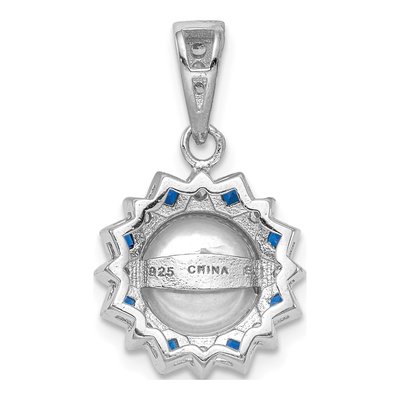 Sterling Silver Freshwater Cultured Pearl & CZ Flower Pendant – view 4