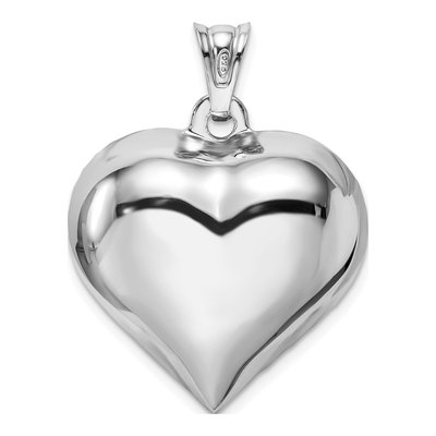 Sterling Silver Diamond-Cut 3D Heart Pendant – view 4