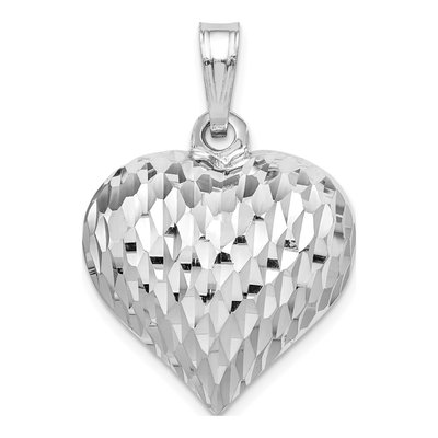Sterling Silver Diamond-Cut 3D Heart Pendant