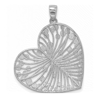 Sterling Silver Diamond-Cut Heart Pendant – view 4