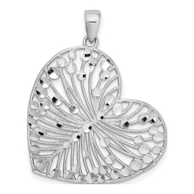 Sterling Silver Diamond-Cut Heart Pendant