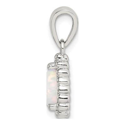 Sterling Silver Lab-Created Opal Pendant – view 3