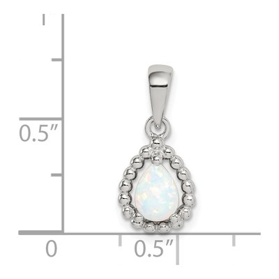 Sterling Silver Lab-Created Opal Pendant – view 5