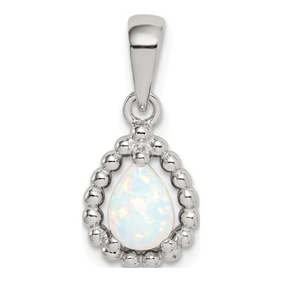 Sterling Silver Lab-Created Opal Pendant