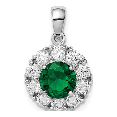 Sterling Silver CZ Glass Halo Pendant