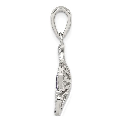 Sterling Silver CZ Flower Pendant – view 3