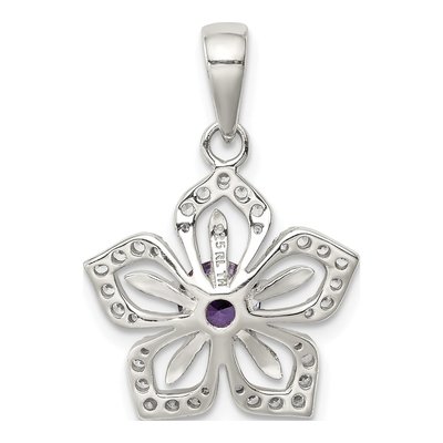 Sterling Silver CZ Flower Pendant – view 4