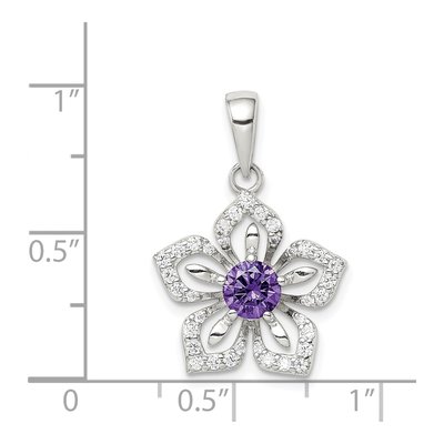 Sterling Silver CZ Flower Pendant – view 5