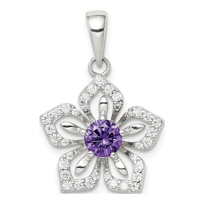 Sterling Silver CZ Flower Pendant